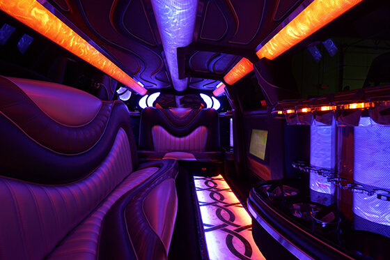 Sophisticated leather interiors inside limo rental