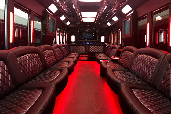 Polished wooden floors on party bus Newport News